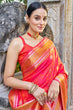 Load image into Gallery viewer, Stylish Pink Kanjivaram Silk Saree With Chatoyant Blouse Piece Bvipul