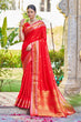 Load image into Gallery viewer, Ethnic Red Kanjivaram Silk Saree With Confounding Blouse Piece Bvipul