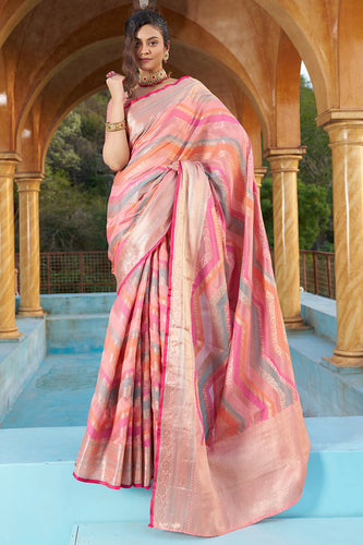 Magnificat  Pink Organza Silk Saree With Delightful Blouse Piece Bvipul