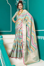 Load image into Gallery viewer, Tempting Sky Organza Silk Saree With Stunner Blouse Piece Bvipul
