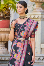 Load image into Gallery viewer, Breathtaking Black Pashmina saree With Precious Blouse Piece Bvipul