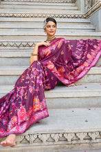 Load image into Gallery viewer, Amazing Wine Pashmina saree With Capricious Blouse Piece Bvipul
