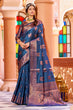 Load image into Gallery viewer, Classic Navy Blue Soft Banarasi Silk Saree With Designer Blouse Piece Bvipul