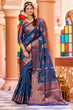 Load image into Gallery viewer, Classic Navy Blue Soft Banarasi Silk Saree With Designer Blouse Piece Bvipul