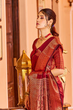 Load image into Gallery viewer, Majesty Red Soft Banarasi Silk Saree With Opulent Blouse Piece Bvipul