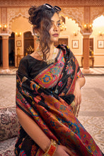 Load image into Gallery viewer, Amazing Black Linen Silk Saree With Trendy Blouse Piece Bvipul