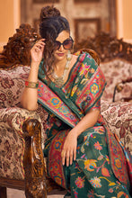 Load image into Gallery viewer, Eye-catching Dark Green Linen Silk Saree With Beautiful Blouse Piece Bvipul