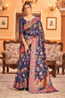 Load image into Gallery viewer, Girlish Navy Blue Linen Silk Saree With Engrossing Blouse Piece Bvipul