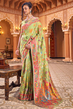 Load image into Gallery viewer, Surpassing Pista Linen Silk Saree With Flamboyant Blouse Piece Bvipul