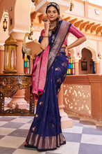 Load image into Gallery viewer, Inspiring Navy Blue Soft Banarasi Silk Saree With Entrancing Blouse Piece Bvipul