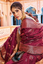 Load image into Gallery viewer, Classic Wine Soft Banarasi Silk Saree With A glam Blouse Piece Bvipul