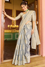 Load image into Gallery viewer, Comely Grey Linen Silk Saree With Excellent Blouse Piece Bvipul