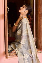 Load image into Gallery viewer, Comely Grey Linen Silk Saree With Excellent Blouse Piece Bvipul