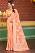 Load image into Gallery viewer, Assemblage Orange Linen Silk Saree With Beleaguer Blouse Piece Bvipul