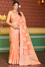 Load image into Gallery viewer, Assemblage Orange Linen Silk Saree With Beleaguer Blouse Piece Bvipul