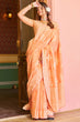Load image into Gallery viewer, Assemblage Orange Linen Silk Saree With Beleaguer Blouse Piece Bvipul
