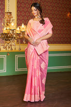 Load image into Gallery viewer, Brood Pink Linen Silk Saree With Chatoyant Blouse Piece Bvipul