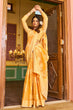 Load image into Gallery viewer, Murmurous Yellow Linen Silk Saree With Propinquity Blouse Piece Bvipul
