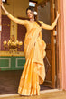 Load image into Gallery viewer, Murmurous Yellow Linen Silk Saree With Propinquity Blouse Piece Bvipul
