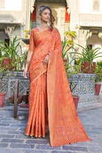 Load image into Gallery viewer, Radiant Orange Pashmina saree With Chatoyant Blouse Piece Bvipul