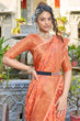Load image into Gallery viewer, Radiant Orange Pashmina saree With Chatoyant Blouse Piece Bvipul