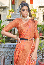 Load image into Gallery viewer, Radiant Orange Pashmina saree With Chatoyant Blouse Piece Bvipul