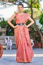 Load image into Gallery viewer, Opulent Pink Pashmina saree With Effervescent Blouse Piece Bvipul