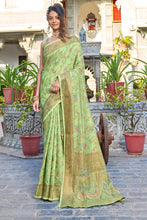 Load image into Gallery viewer, Glorious Pista Pashmina saree With Gossamer Blouse Piece Bvipul