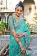Load image into Gallery viewer, Exceptional Turquoise Pashmina saree With Seraglio Blouse Piece Bvipul