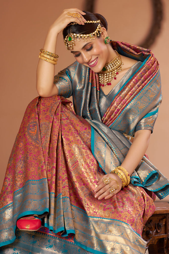 Digital Printed Art Silk Saree in Multicolor : SFF2478