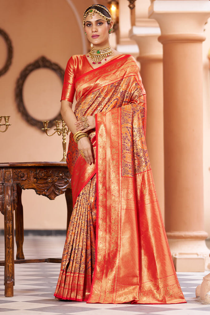 Fairytale Multicolor Kanjivaram Silk Saree With Smashing Blouse Piece Bvipul