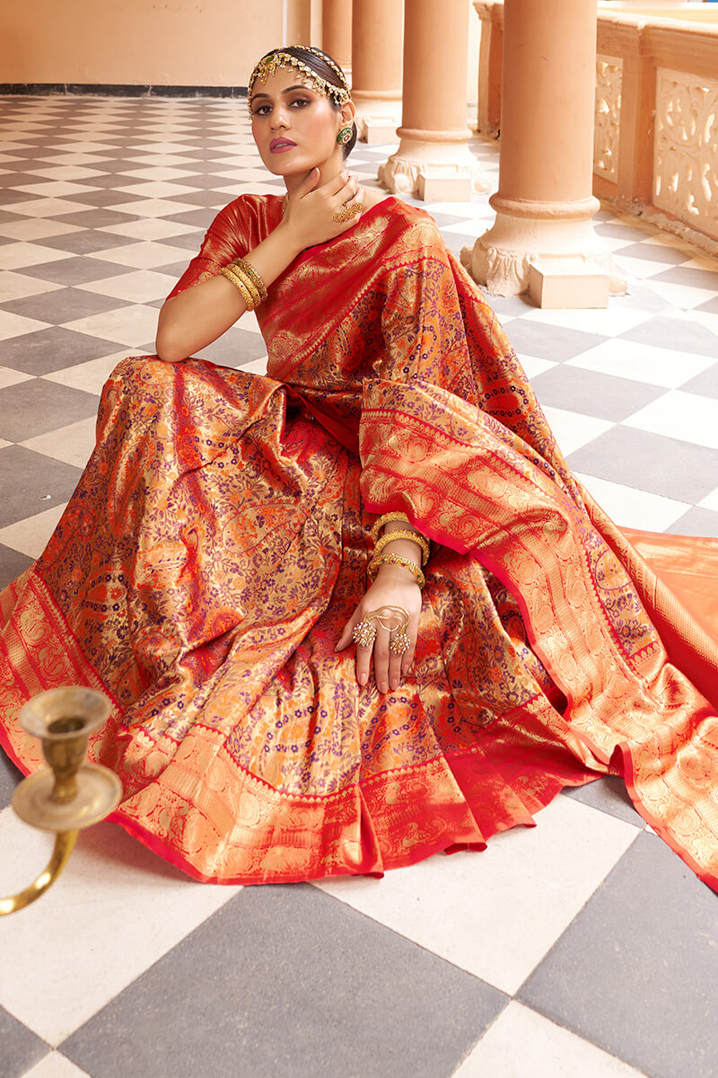 Fairytale Multicolor Kanjivaram Silk Saree With Smashing Blouse Piece Bvipul