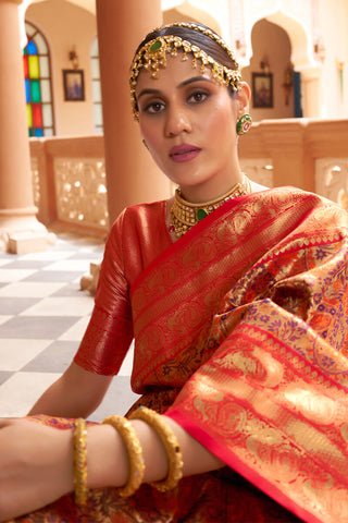 Fairytale Multicolor Kanjivaram Silk Saree With Smashing Blouse Piece Bvipul