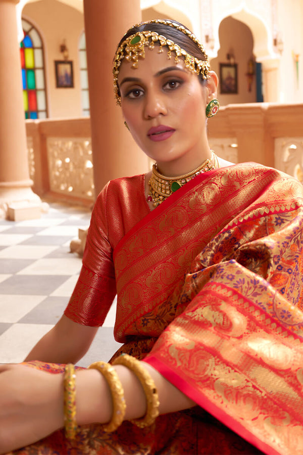 Fairytale Multicolor Kanjivaram Silk Saree With Smashing Blouse Piece Bvipul
