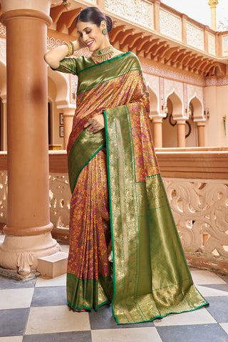 Stunner Multicolor Kanjivaram Silk Saree With Propinquity Blouse Piece Bvipul