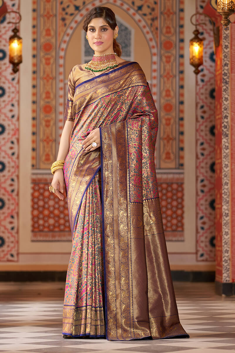 Twirling Multicolor Kanjivaram Silk Saree With Mellifluous Blouse Piece Bvipul Main image