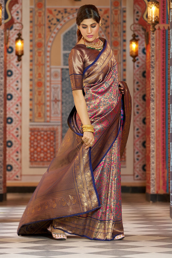 Twirling Multicolor Kanjivaram Silk Saree With Mellifluous Blouse Piece Bvipul