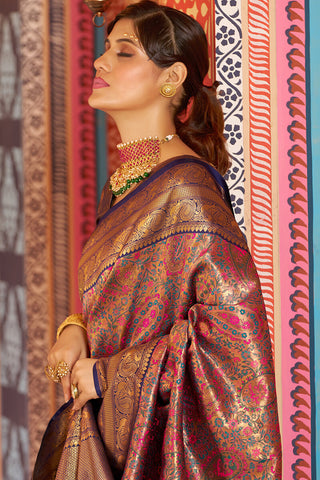 Twirling Multicolor Kanjivaram Silk Saree With Mellifluous Blouse Piece Bvipul