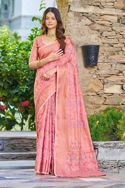 Super classy Pink Pashmina saree With Exuberant Blouse Piece Bvipul Main image