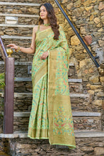 Load image into Gallery viewer, Adoring Pista Pashmina saree With Gratifying Blouse Piece Bvipul