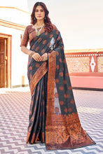 Load image into Gallery viewer, Demanding Black Banarasi Silk Saree With Pretty Blouse Piece Bvipul