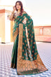 Load image into Gallery viewer, Blooming Dark Green Banarasi Silk Saree With Engrossing Blouse Piece Bvipul