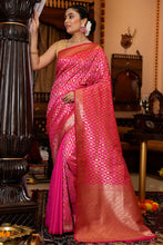 Load image into Gallery viewer, Stunning Dark Pink Kanjivaram Silk With Eloquence Blouse Piece Bvipul
