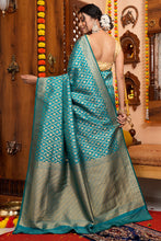 Load image into Gallery viewer, Elegant Firozi Kanjivaram Silk With Trendy Blouse Piece Bvipul