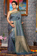 Load image into Gallery viewer, Gleaming Navy Blue Kanjivaram Silk With Ratatouille Blouse Piece Bvipul