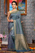 Load image into Gallery viewer, Gleaming Navy Blue Kanjivaram Silk With Ratatouille Blouse Piece Bvipul