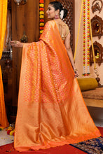 Load image into Gallery viewer, Attractive Orange Kanjivaram Silk With Woebegone Blouse Piece Bvipul