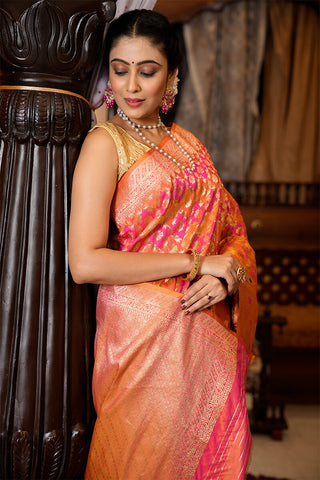 Flaunt Pink Kanjivaram Silk With Smashing Blouse Piece Bvipul
