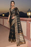 Transcendent Black Soft Silk Saree with Magnificat  Blouse Piece Bvipul