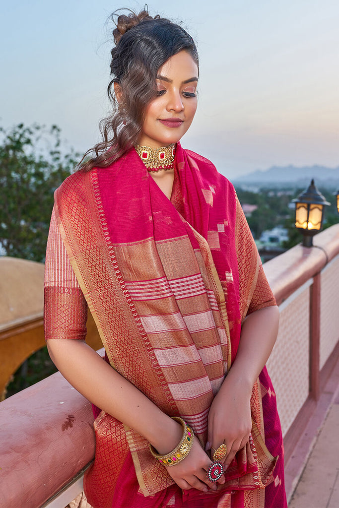 Incomparable Dark Pink Soft Silk Saree with Most Flattering Blouse Piece Bvipul